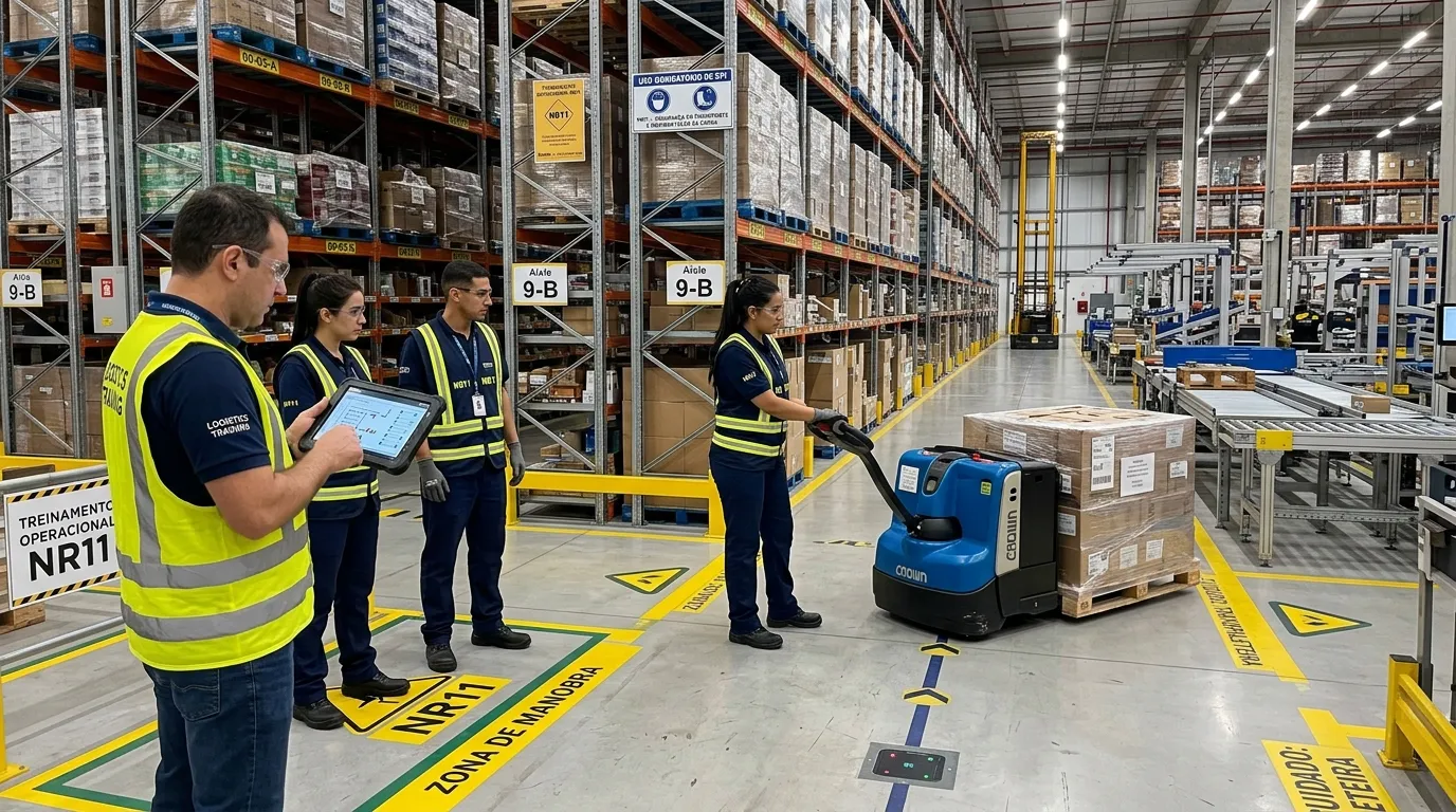Treinamento prático conforme NR-11 para paleteira elétrica