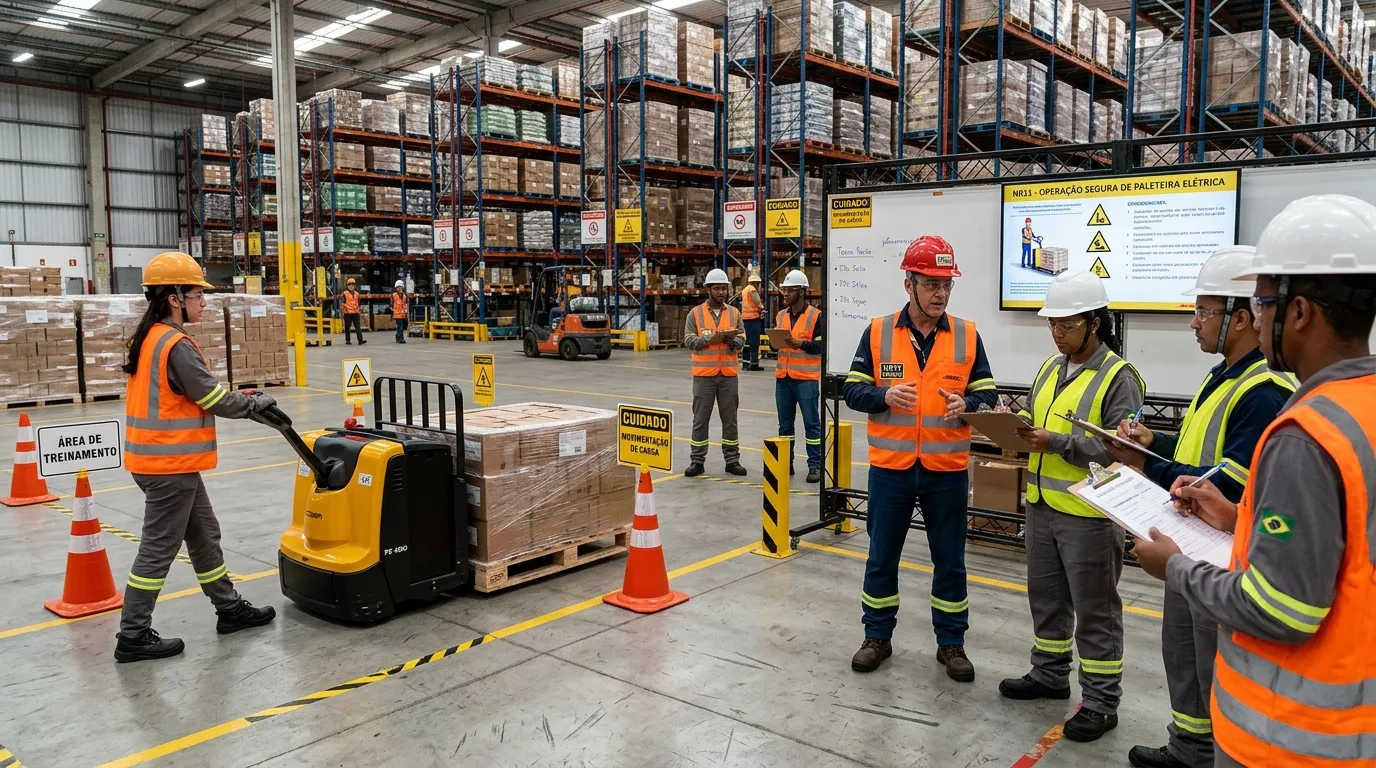 Capacitação e segurança operacional em paleteira elétrica