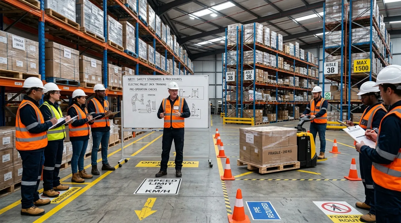 Treinamento normativo para operadores de paleteira elétrica