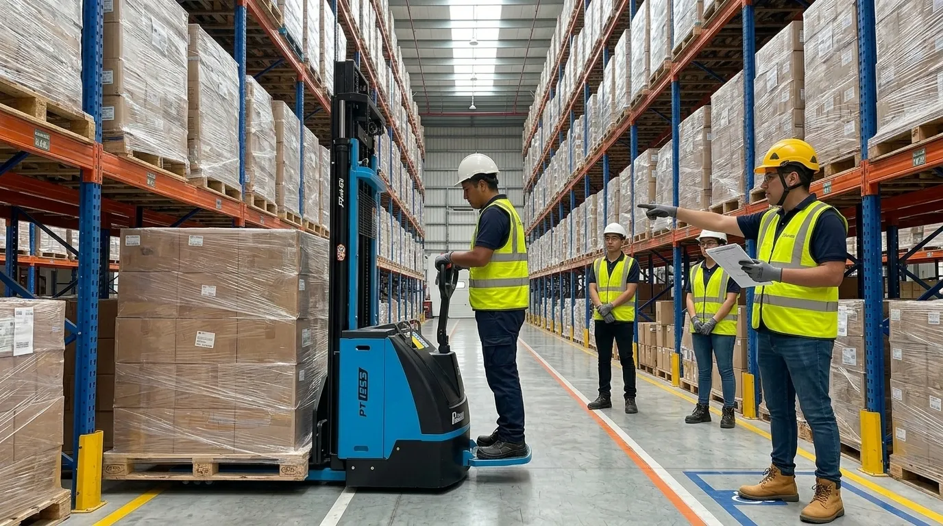 Treinamento prático de operador de transpaleteira